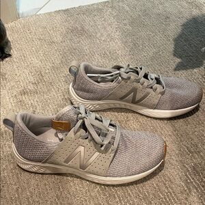 New Balance Light Gray Knit Lace-Up Sneakers